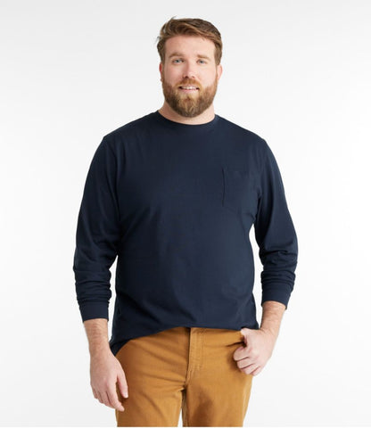 Men's Carefree Unshrinkable Tee with Pocket, Traditional Fit, Long-Sleeve - US 9011