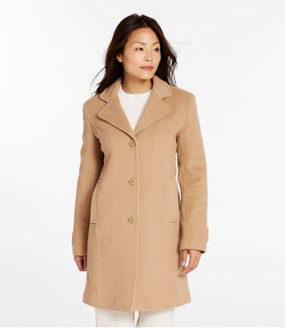 Women's Classic Lambswool Polo Coat, Three-Quarter Length - US 9567