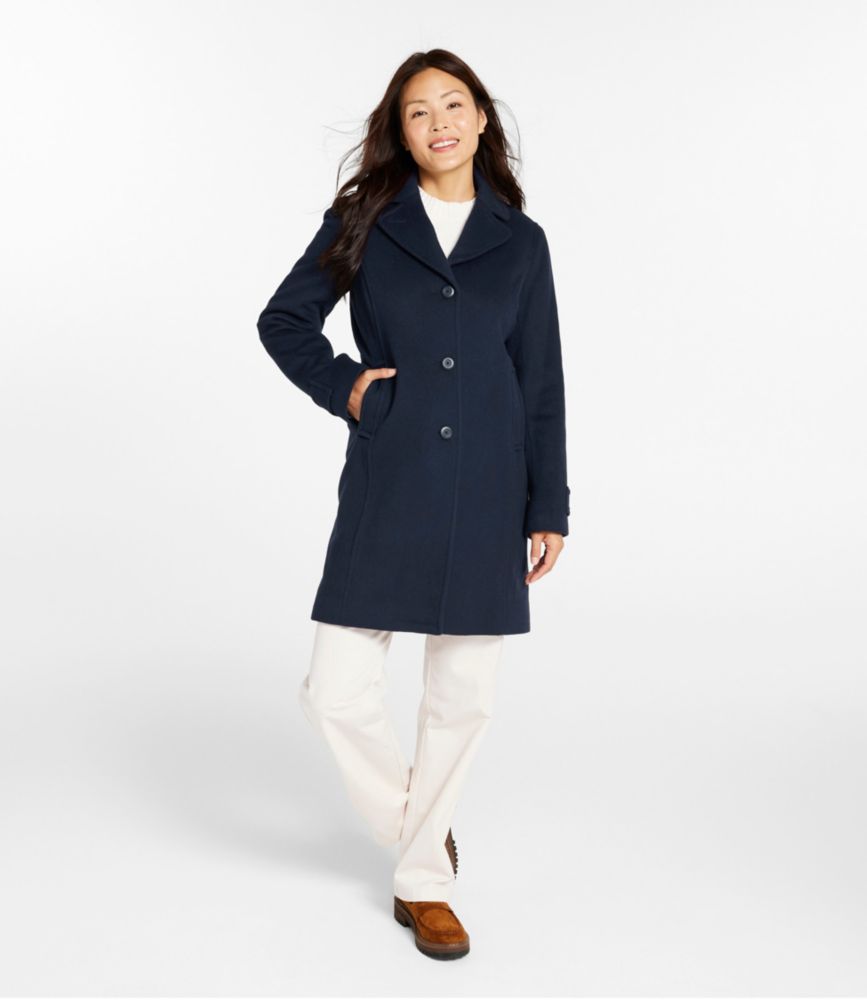 Women's Classic Lambswool Polo Coat, Three-Quarter Length - US 5467