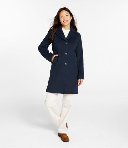 Women's Classic Lambswool Polo Coat, Three-Quarter Length - US 5467