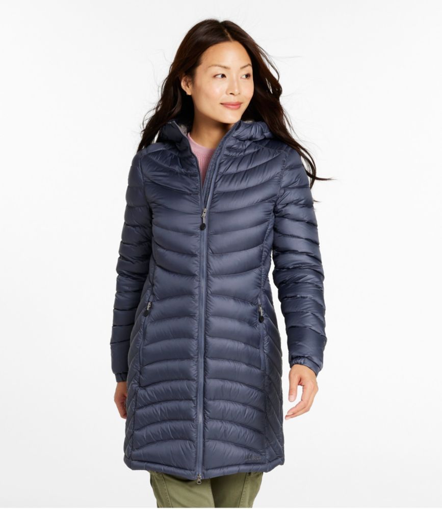 Women's Ultralight 850 Down Hooded Coat, Three-Quarter Length - US 3959