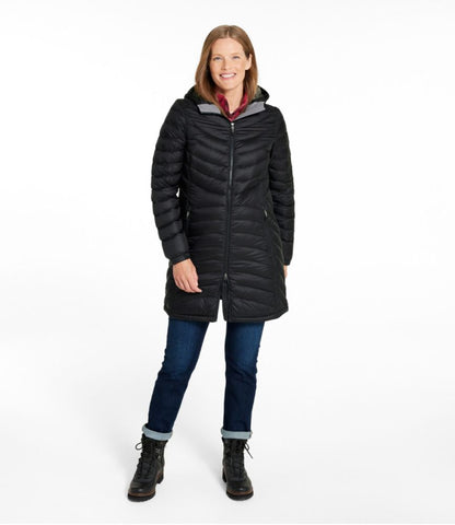 Women's Ultralight 850 Down Hooded Coat, Three-Quarter Length - US 4823