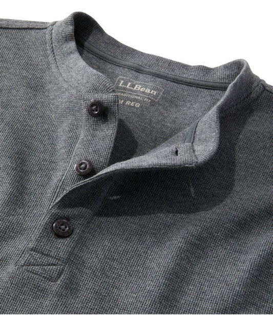 Men's Unshrinkable Mini-Waffle Henley, Long-Sleeve Traditional Fit - US 1133