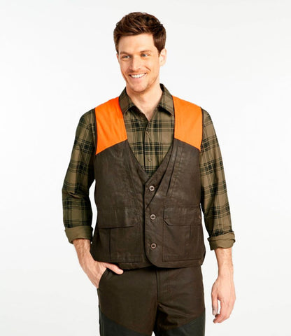 Men's Double L Waxed-Cotton Upland Vest, Hunter Orange - US 2981