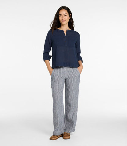 Women's Premium Washable Linen Pull-On Pants, Stripe - US 5014