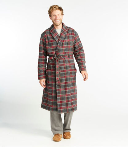 Men's Scotch Plaid Flannel Robe, Sherpa-Lined - US 4074