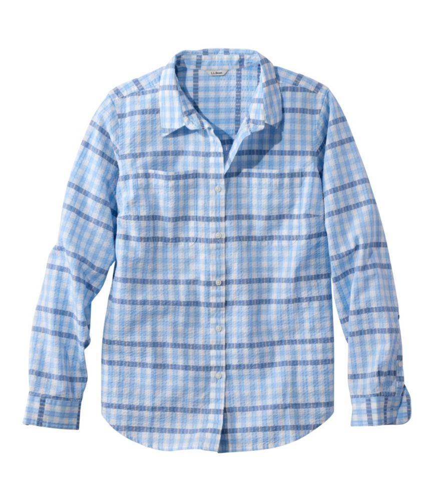 Women's Vacationland Seersucker Shirt, Long-Sleeve Plaid - US 3402