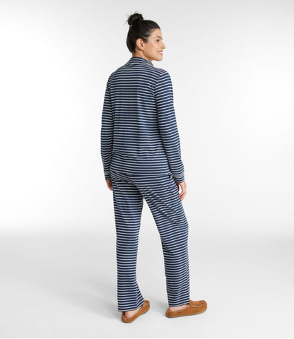 Women's Super-Soft Shrink-Free Button Front Pajama Set, Stripe - US 9398