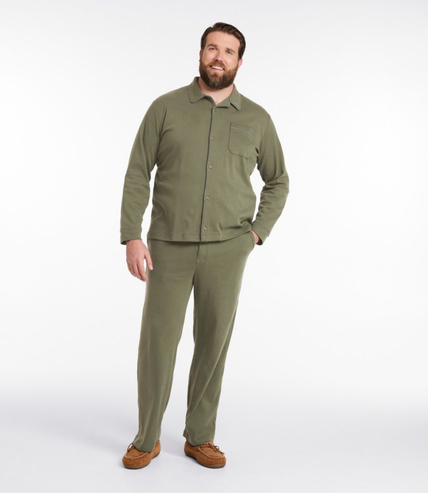 Men's Bean's Cotton Knit Pajamas, Button-Front PJ Set - US 5421