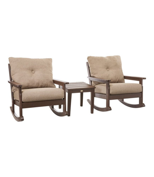 All-Weather Patio Rocker Set with Side Table, Mahogany - US 3622