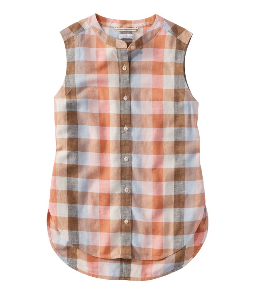 Women's Signature Linen-Blend Button-Front Shirt, Sleeveless - US 2634