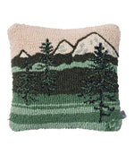 Wool Hooked Throw Pillow, Mountains, 14" x 14" - US 0397