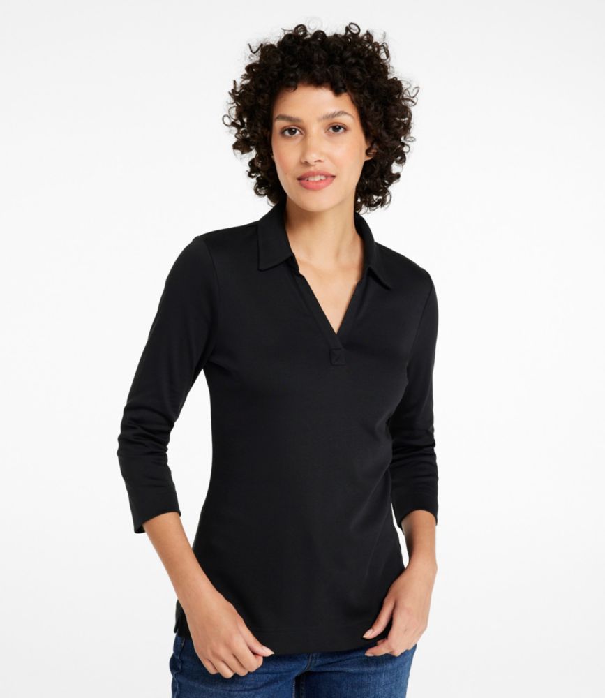 Women's Pima Cotton Tee, Three-Quarter-Sleeve Polo - US 3024