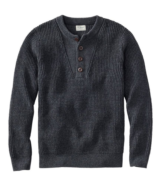 Men's L.L.Bean Organic Cotton Waffle Sweater, Henley - US 3099
