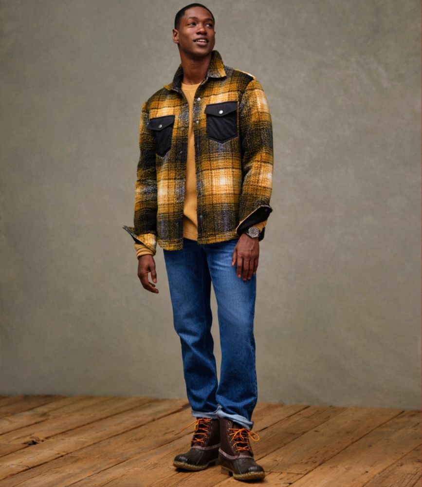 Men's Signature Mixed Media Fleece Shirt Jacket, Plaid - US 3644
