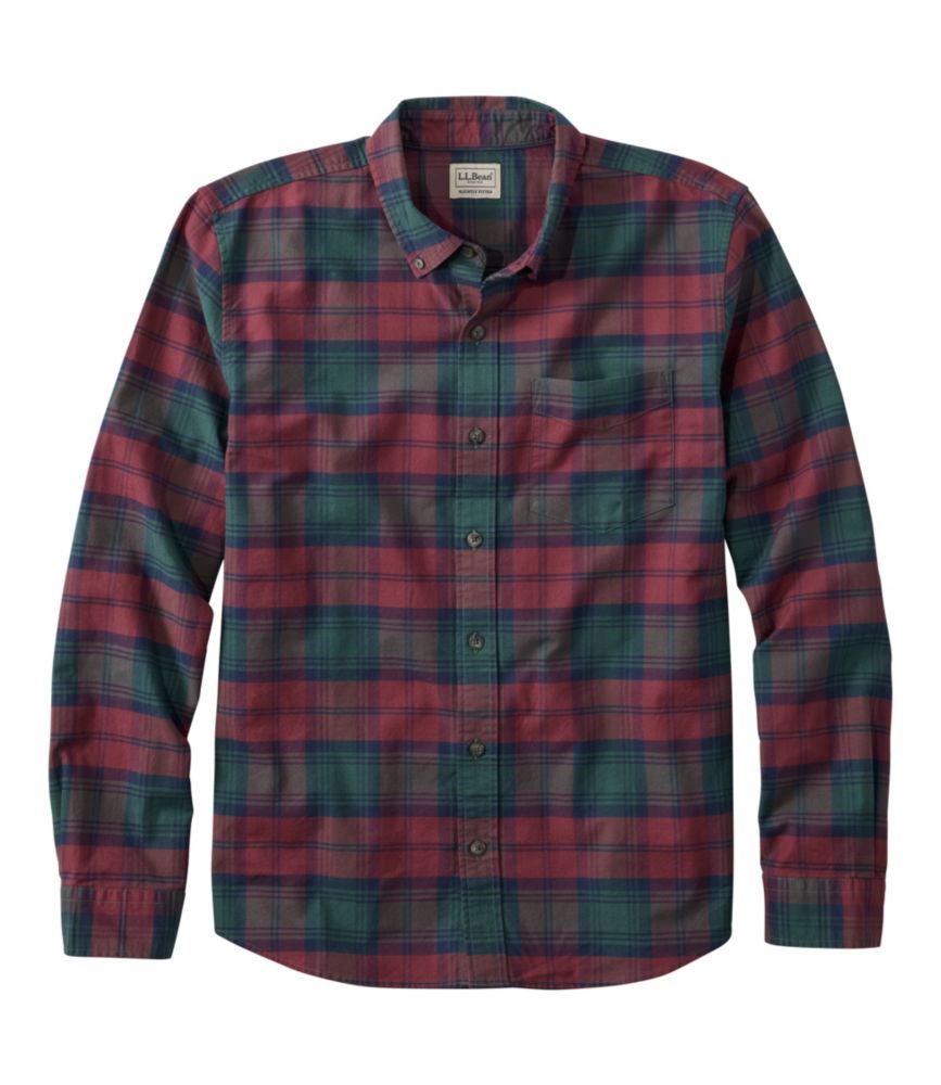 Men's Sunwashed Oxford Shirt, Slightly Fitted Untucked Fit, Plaid - US 1911