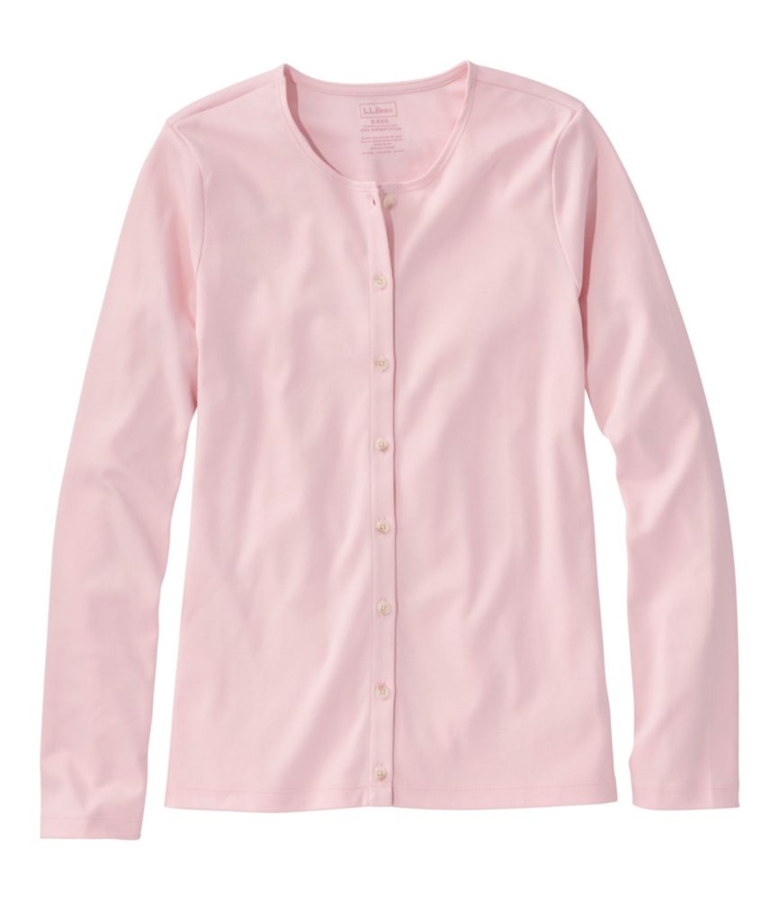 Women's Pima Cotton Tee, Long-Sleeve Crewneck Cardigan - US 4529