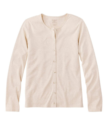 Women's Pima Cotton Tee, Long-Sleeve Crewneck Cardigan - US 0826