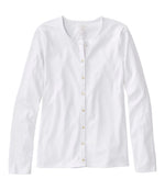 Women's Pima Cotton Tee, Long-Sleeve Crewneck Cardigan - US 7789