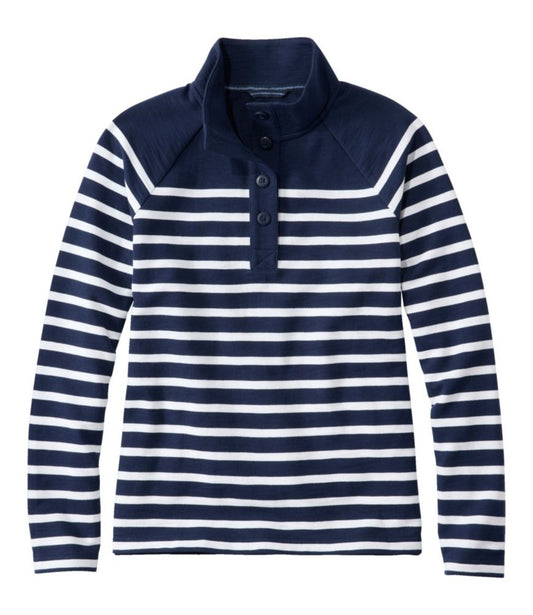 Women's Peaks Island Button Mockneck, Stripe - US 5968