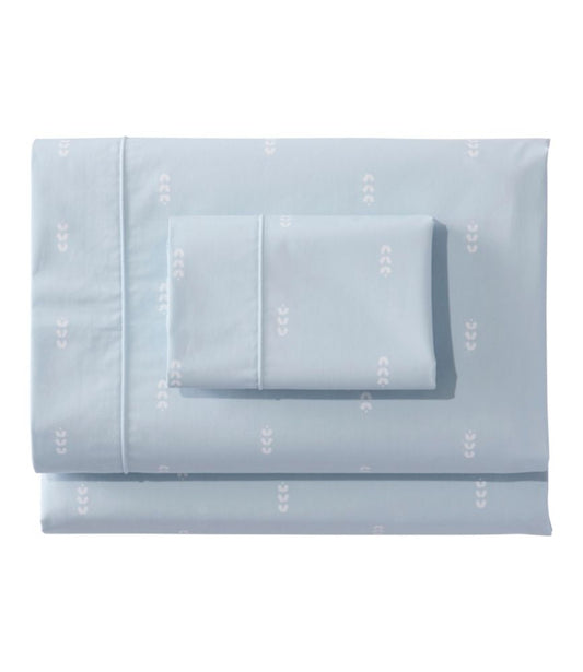 Sunwashed Percale Sheet Collection, Stamped Leaf Print - US 9891