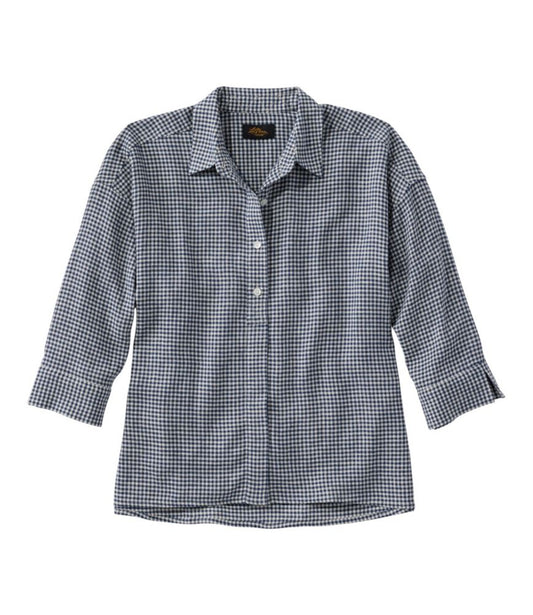 Women's Signature Linen-Blend Button-Front Shirt, Three-Quarter-Length Sleeve - US 4900