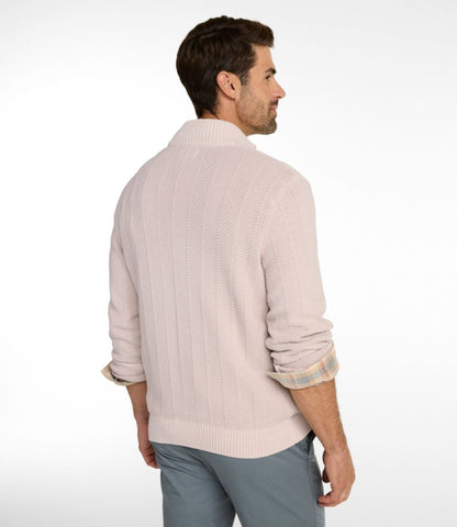 Men's Sunwashed Textured Cotton Sweater, Herringbone 1/4 Zip - US 2663