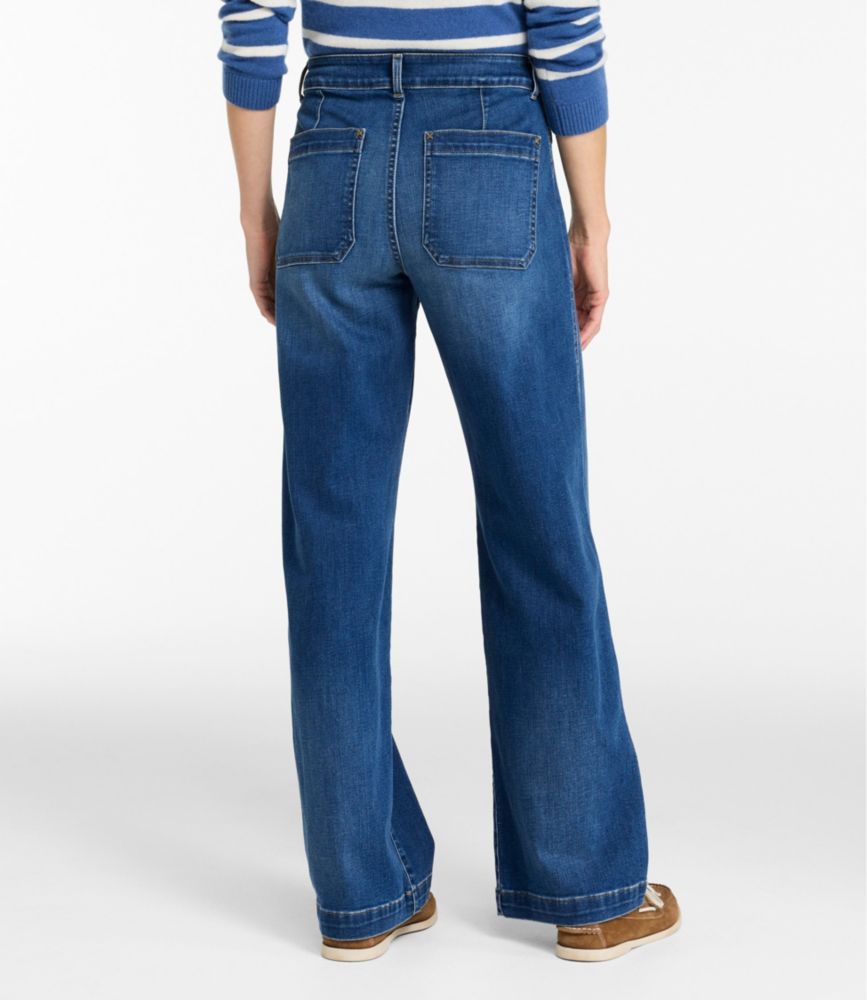 Women's L.L.Bean Go-Anywhere Jeans, Mid-Rise Patch Pocket Wide Straight-Leg - US 9108