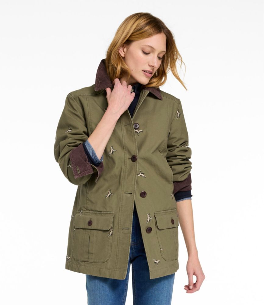 Women's Adirondack Barn Coat, Flannel-Lined Embroidery - US 4459