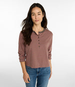 Women's Sunwashed Tee, Long-Sleeve Cropped Boxy Henley Novelty - US 9469