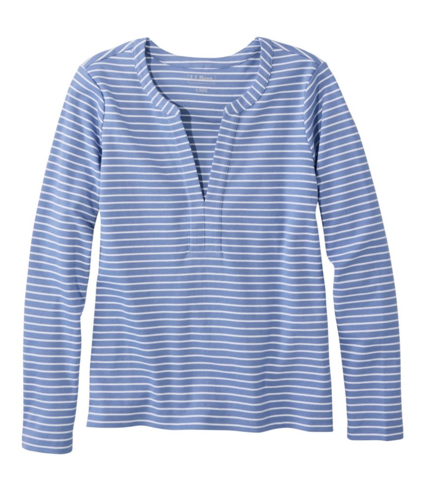 Women's L.L.Bean Tee, Long-Sleeve Splitneck Stripe - US 1584